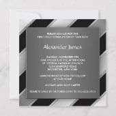 Zwart Zilveren Streep Boy Eerste Communie Kaart (Achterkant)