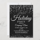 Zwart Zilveren String Lights Zakelijke feestdag Kaart (Voorkant)