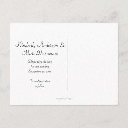 zwart-zilveren wervelingen redden de datum aankondigingskaart (Achterkant)