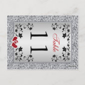 Zwart Zilvergrijs Bloemen Tafel Nummer Briefkaart (Achterkant)