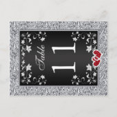 Zwart Zilvergrijs Bloemen Tafel Nummer Briefkaart (Voorkant)