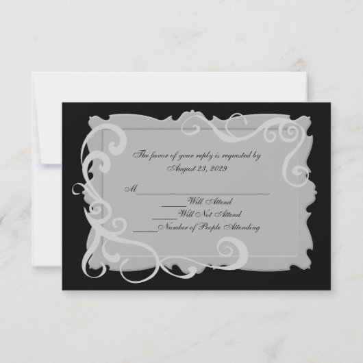 Zwart/Zilvergrijs Swirl Lijst Matching RSVP (Achterkant)