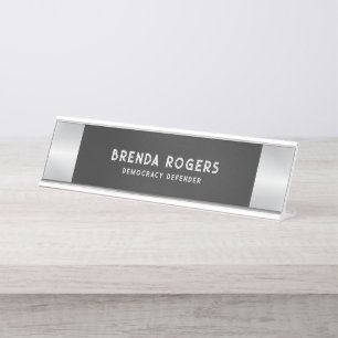 Zwart zilverhoudend achtergrondaccent bureau naambordje