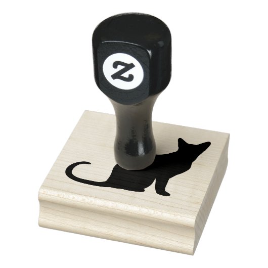 Zwart zittend kat silhouet rubberstempel (Stempel)