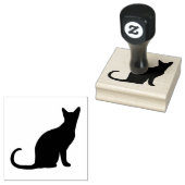 Zwart zittend kat silhouet rubberstempel (Gestempeld)