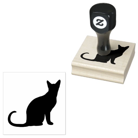 Zwart zittend kat silhouet rubberstempel (Gestempeld)