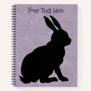 Zwart Zittende Konijn Zijprofiel Paarse Notitieboek