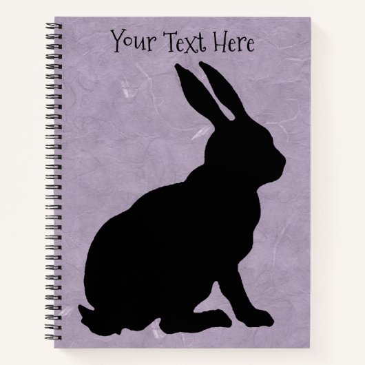 Zwart Zittende Konijn Zijprofiel Paarse Notitieboek (Voorkant)