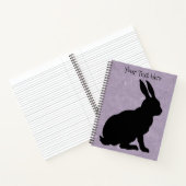 Zwart Zittende Konijn Zijprofiel Paarse Notitieboek (Binnen)