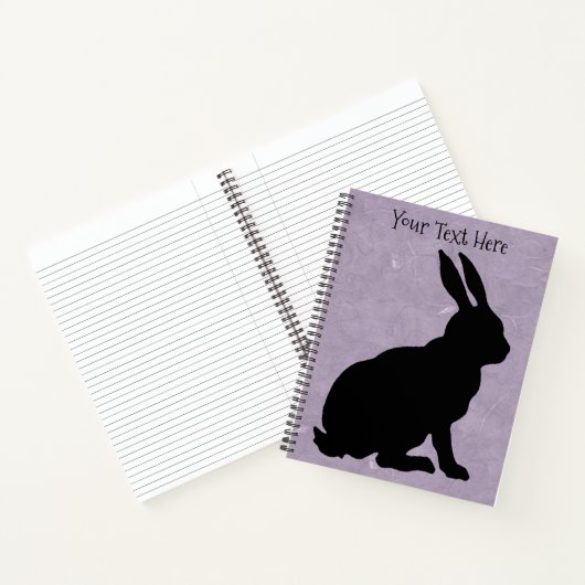 Zwart Zittende Konijn Zijprofiel Paarse Notitieboek (Binnen)