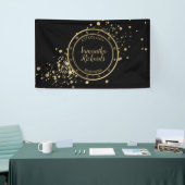 Zwart Zodiac Astrologie Gouden Sterren Spandoek (Beurs)
