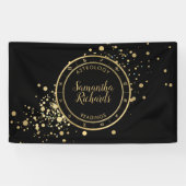 Zwart Zodiac Astrologie Gouden Sterren Spandoek (Horizontaal)