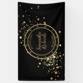 Zwart Zodiac Astrologie Gouden Sterren Spandoek (Verticaal)