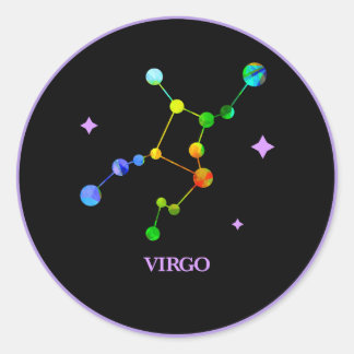 Zwart Zodiac Virgo Rainbow Sticker