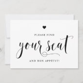 Zwart zoek je plaats en smakelijk eten Huwelijk Kaart (Voorkant)