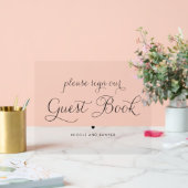 Zwart Zoet Kalligrafie Bruiloft Gastenboek Acryl Bord (Huwelijk)