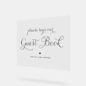 Zwart Zoet Kalligrafie Bruiloft Gastenboek Acryl Bord (Hoek)