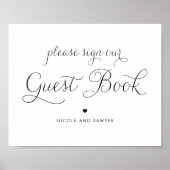Zwart Zoet Kalligrafie Bruiloft Gastenboek Poster (Voorkant)