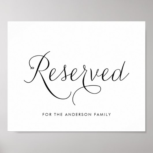 Zwart Zoete Kalligrafie Bruiloft Gereserveerd Poster (Voorkant)