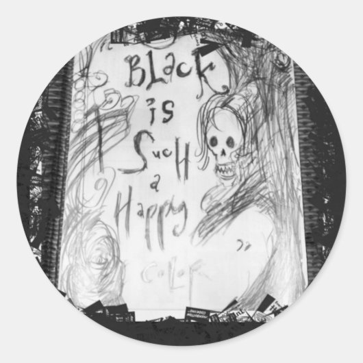 zwart zo'n vrolijke kleur ronde sticker (Voorkant)