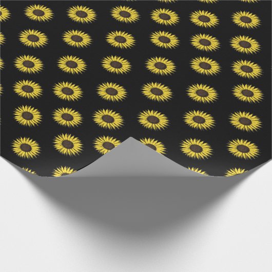 zwart zonnebloempitpapier cadeaupapier (Hoek)