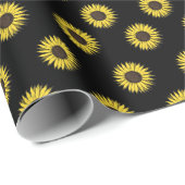 zwart zonnebloempitpapier cadeaupapier (Rol Hoek)