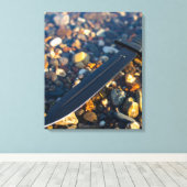 Zwart zwaard in ondiep water canvas afdruk (Insitu (Houten vloer))