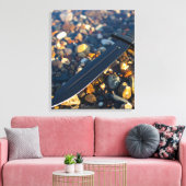 Zwart zwaard in ondiep water canvas afdruk (Insitu (Woonkamer))
