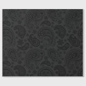 Zwart zwart-chromatische  Paisley Pattern Cadeaupapier (Vlak)