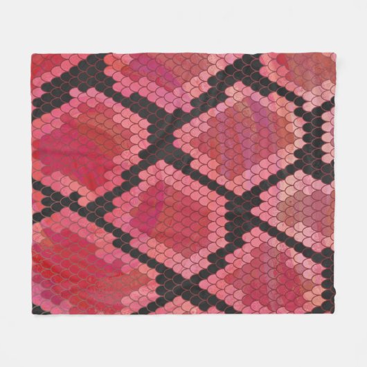 Zwart-zwart en rood afdrukken fleece deken (Voorkant (Horizontaal))