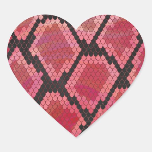 Zwart-zwart en rood afdrukken hart sticker (Voorkant)