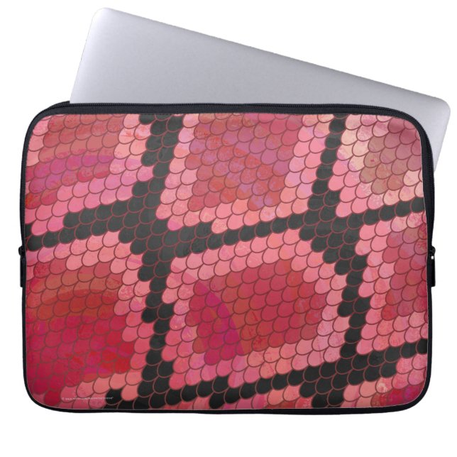 Zwart-zwart en rood afdrukken laptop sleeve (Voorkant)