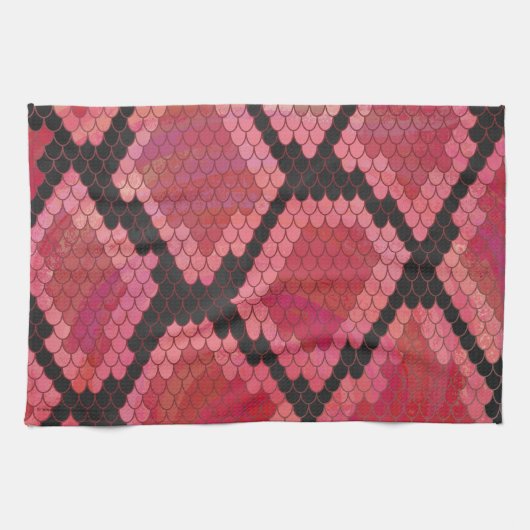 Zwart-zwart en rood afdrukken theedoek (Horizontaal)