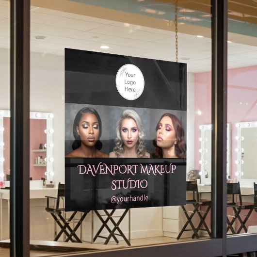 Zwart, zwart en roze 3 foto raamsticker