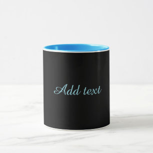Zwart-zwart, gewoon elegant, blauwe rand, mok