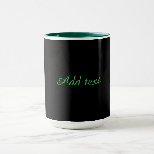 Zwart-zwart, gewoon elegant, groene afwerking, mok (Midden)
