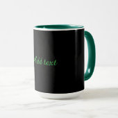 Zwart-zwart, gewoon elegant, groene afwerking, mok (Voorkant rechts)