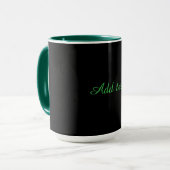 Zwart-zwart, gewoon elegant, groene afwerking, mok (Voorkant links)