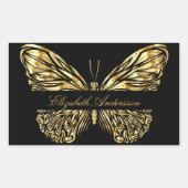 Zwart zwart goud QR-code elegant script Rechthoekige Sticker (Voorkant)