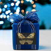 Zwart zwart goud QR-code elegant script Rechthoekige Sticker