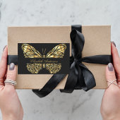 Zwart zwart goud QR-code elegant script Rechthoekige Sticker