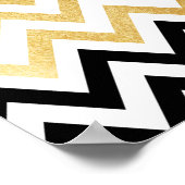 Zwart zwart goudfaux-bladchevron-patronen poster (Hoek)