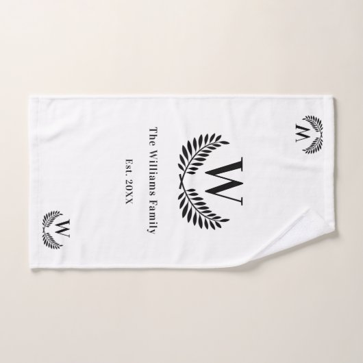 Zwart zwart initiaal klassiek bad handdoek (Handdoek)