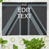 Zwart-zwart, kalm voor Jouw tekst-uniale aansluiti Theedoek (Gevouwen)