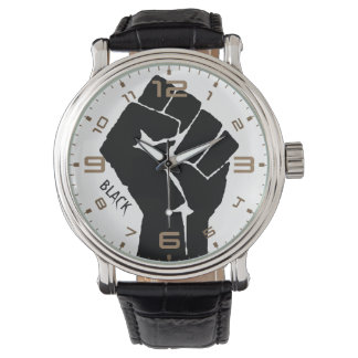 Zwart zwart  leder horloge