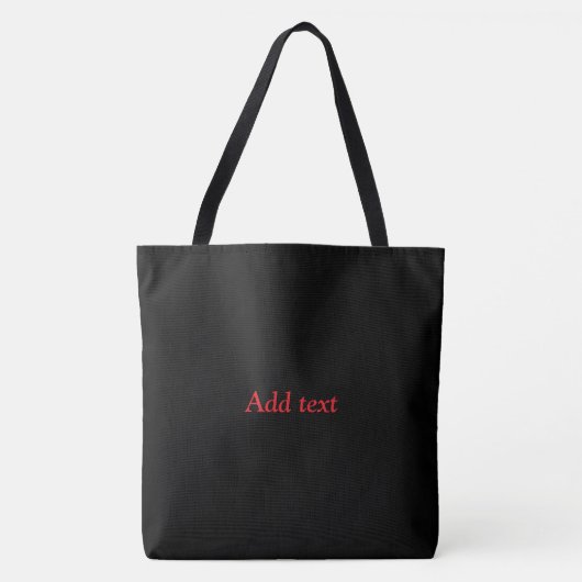 Zwart-zwart met rode tekst tote bag (Voorkant)