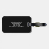 Zwart zwart monogram uniek bagagelabel (Achterkant horizontaal)