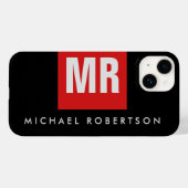 Zwart zwart monogram uniek Case-Mate iPhone case (Achterkant (horizontaal))