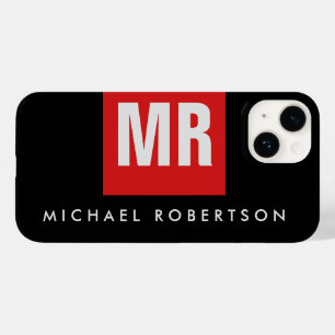 Zwart zwart monogram uniek Case-Mate iPhone 14 hoesje