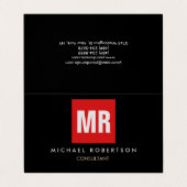 Zwart zwart monogram uniek visitekaartje (Buitenkant ongevouwen)